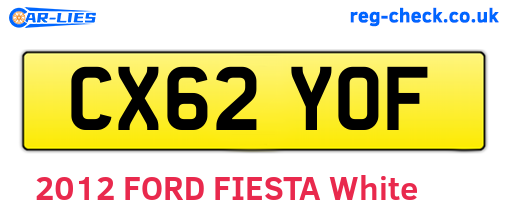 CX62YOF are the vehicle registration plates.