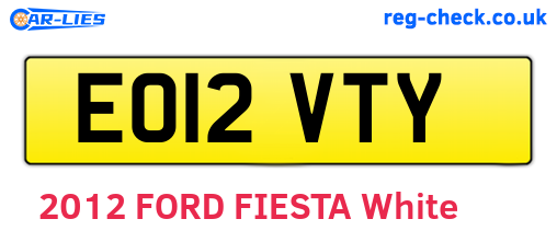 EO12VTY are the vehicle registration plates.