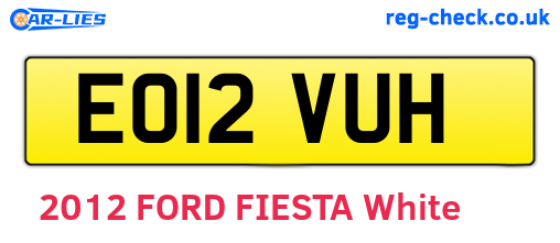 EO12VUH are the vehicle registration plates.