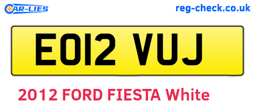 EO12VUJ are the vehicle registration plates.