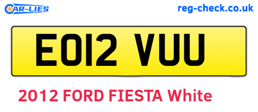 EO12VUU are the vehicle registration plates.