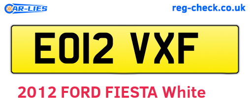 EO12VXF are the vehicle registration plates.