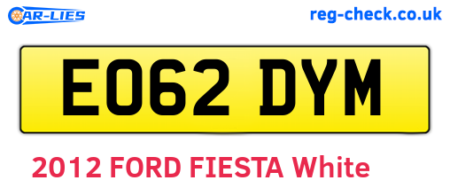 EO62DYM are the vehicle registration plates.
