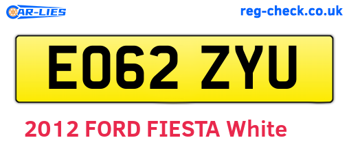 EO62ZYU are the vehicle registration plates.