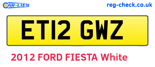 ET12GWZ are the vehicle registration plates.