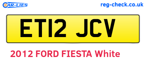 ET12JCV are the vehicle registration plates.
