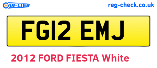 FG12EMJ are the vehicle registration plates.