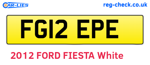 FG12EPE are the vehicle registration plates.