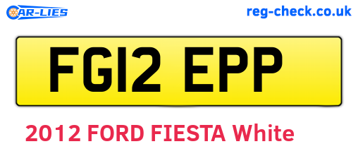 FG12EPP are the vehicle registration plates.