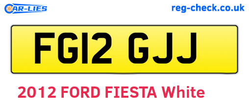FG12GJJ are the vehicle registration plates.