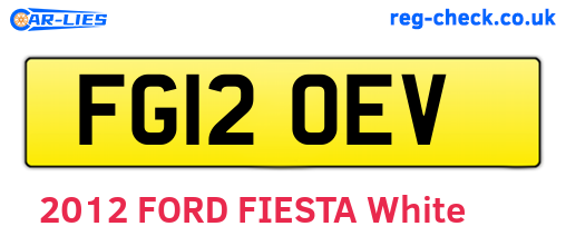 FG12OEV are the vehicle registration plates.