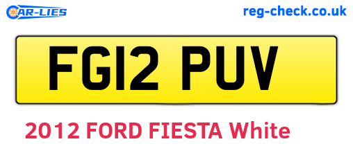 FG12PUV are the vehicle registration plates.