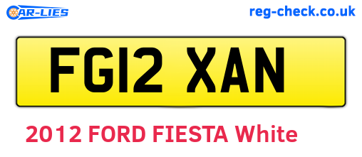 FG12XAN are the vehicle registration plates.