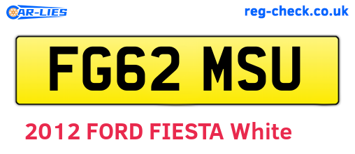 FG62MSU are the vehicle registration plates.
