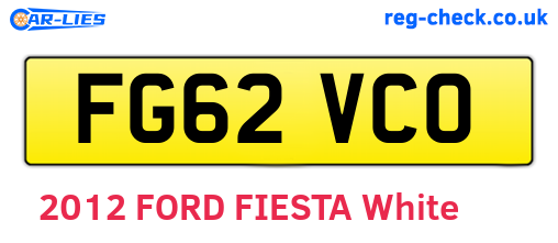 FG62VCO are the vehicle registration plates.