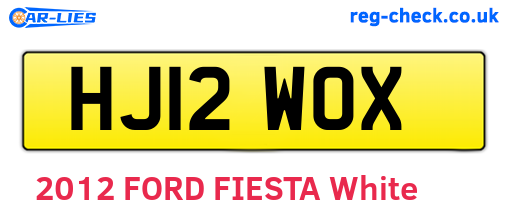 HJ12WOX are the vehicle registration plates.