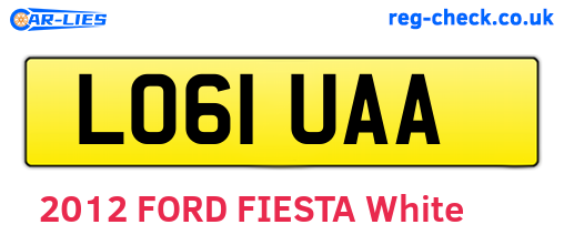 LO61UAA are the vehicle registration plates.