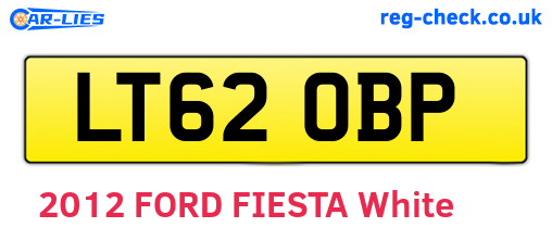 LT62OBP are the vehicle registration plates.