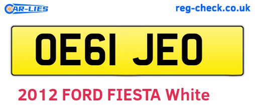 OE61JEO are the vehicle registration plates.