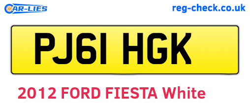 PJ61HGK are the vehicle registration plates.