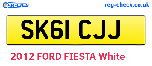 SK61CJJ are the vehicle registration plates.