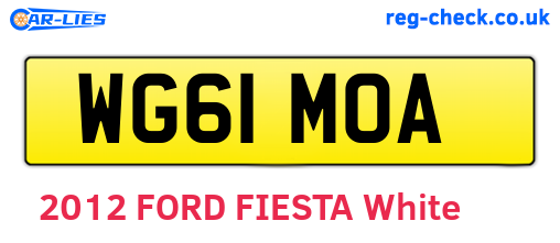 WG61MOA are the vehicle registration plates.