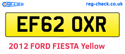 EF62OXR are the vehicle registration plates.