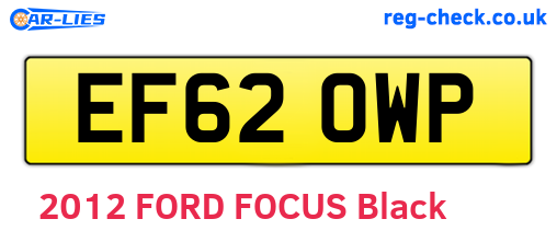 EF62OWP are the vehicle registration plates.