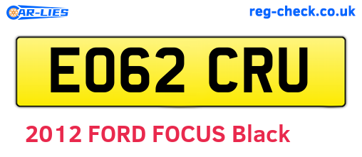 EO62CRU are the vehicle registration plates.