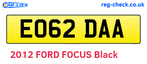 EO62DAA are the vehicle registration plates.