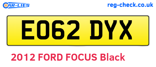 EO62DYX are the vehicle registration plates.