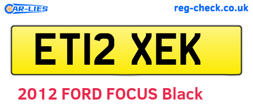 ET12XEK are the vehicle registration plates.