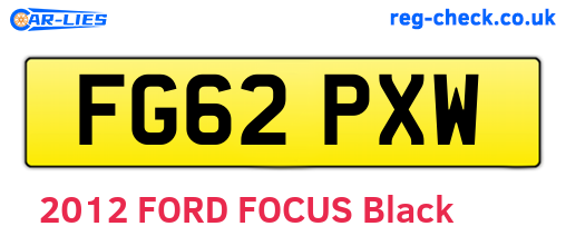 FG62PXW are the vehicle registration plates.