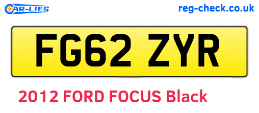 FG62ZYR are the vehicle registration plates.