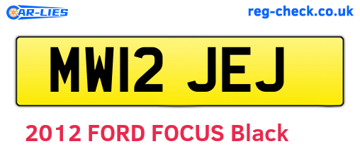 MW12JEJ are the vehicle registration plates.