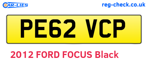 PE62VCP are the vehicle registration plates.