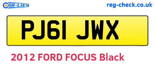 PJ61JWX are the vehicle registration plates.