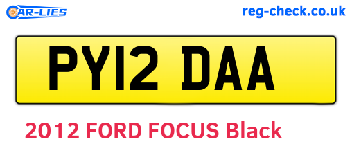 PY12DAA are the vehicle registration plates.