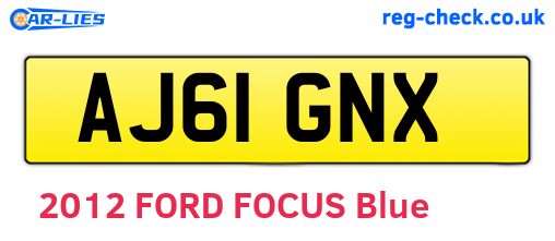 AJ61GNX are the vehicle registration plates.