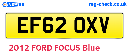 EF62OXV are the vehicle registration plates.