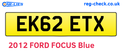 EK62ETX are the vehicle registration plates.