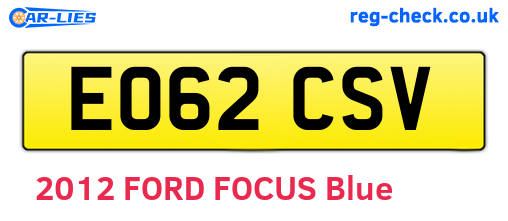 EO62CSV are the vehicle registration plates.