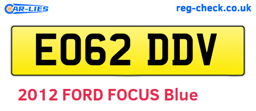 EO62DDV are the vehicle registration plates.