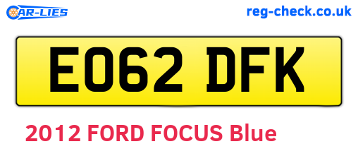 EO62DFK are the vehicle registration plates.