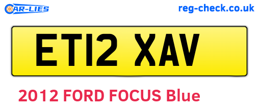 ET12XAV are the vehicle registration plates.