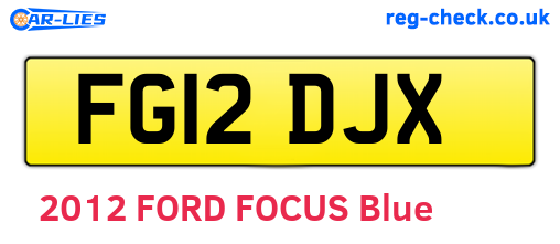 FG12DJX are the vehicle registration plates.