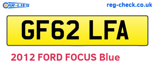 GF62LFA are the vehicle registration plates.