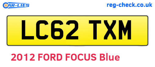 LC62TXM are the vehicle registration plates.