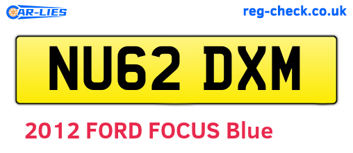 NU62DXM are the vehicle registration plates.