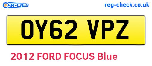 OY62VPZ are the vehicle registration plates.